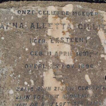CILLIERS Anna Alletta nee EKSTEEN 1831-1896