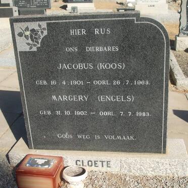CLOETE Jacobus 1901-1963 &amp; Margery ENGELS 1902-1983