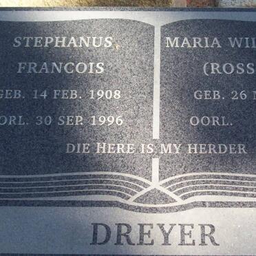 DREYER Stephanus Francois 1908-1996 &amp; Maria Wilhelmina ROSSOUW 1907-