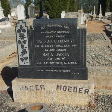 GELDENHUYS David A.K. 1864-1946 &amp; Maria Jacoba SMITH 1869-1953