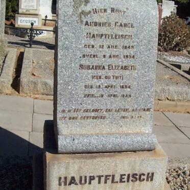 HAUPTFLEISCH Andries Carel 1848-1934 &amp; Susanna Elizabeth DU TOIT 1854-1948