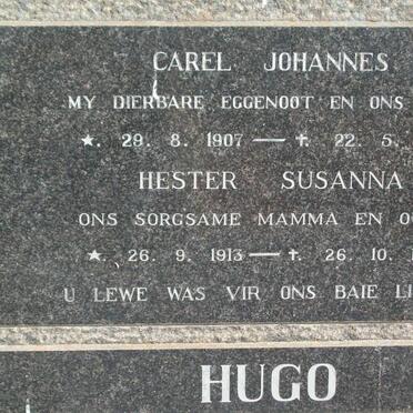 HUGO Carel Johannes 1907-1970 &amp; Hester Susanna  1913-1975