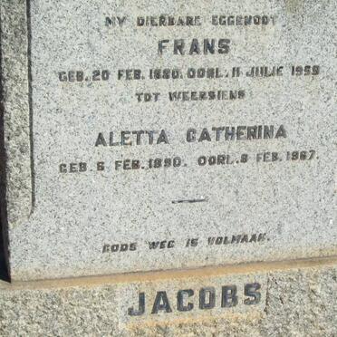 JACOBS Frans 1880-1959 &amp; Aletta Catherina JACOBS 1890-1987