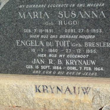 KRYNAUW Jan R.B. 1884-1964 &amp; Maria Susanna HUGO 1891-1953 :: DU TOIT Engela nee BRESLER 1860-1955