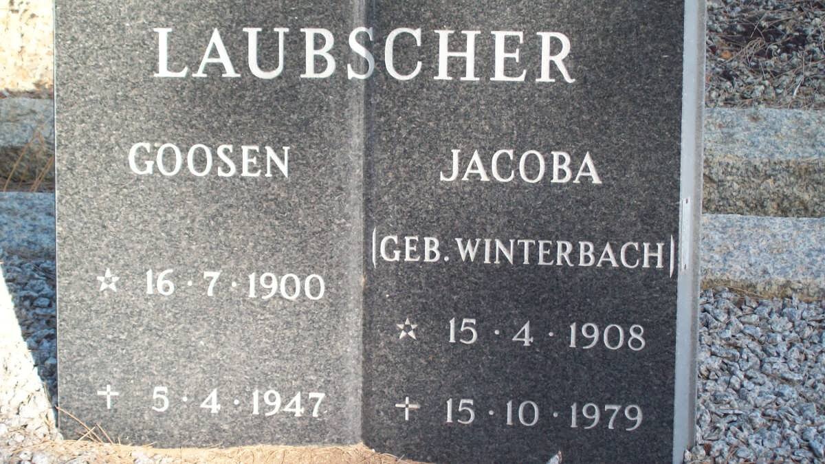 LAUBSCHER Goosen 1900-1947 &amp; Jacoba WINTERBACH 1908-1979
