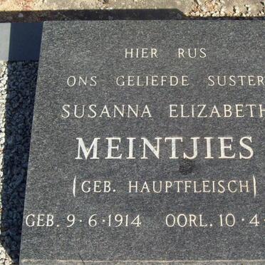 MEINTJIES Susanna Elizabeth nee HAUPTFLEISCH 1914-1979
