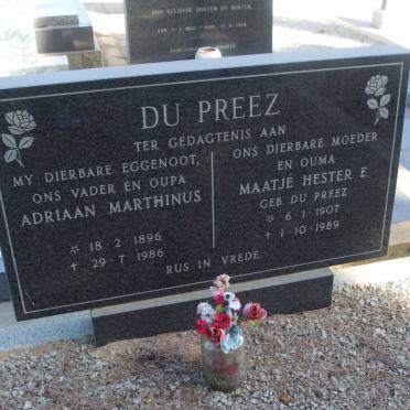 PREEZ Adriaan Marthinus 1896-1986 &amp; Maatje Hester E. DU PREEZ 1907-1989