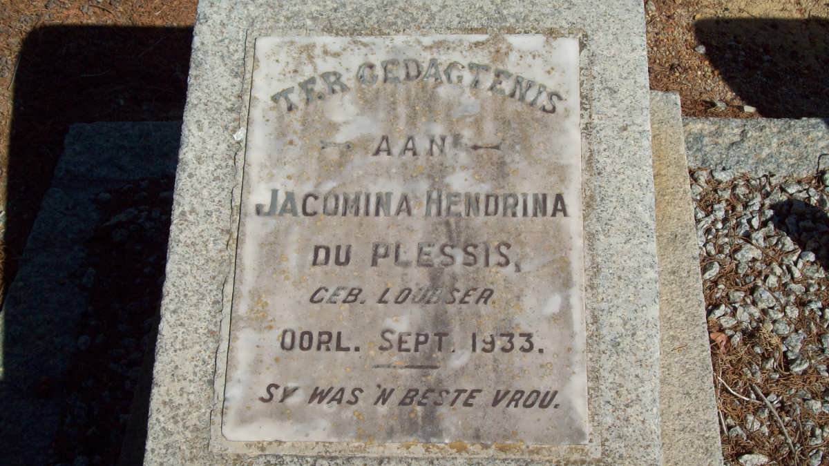 PLESSIS Jacomina Hendrina, du nee LOUBSER -1933