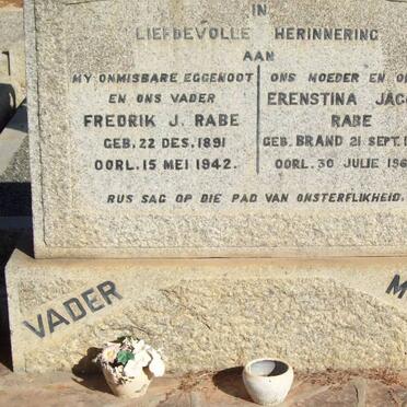 RABE Fredrik J. 1891-1942 &amp; Erenstina Jacoba 1894-1965