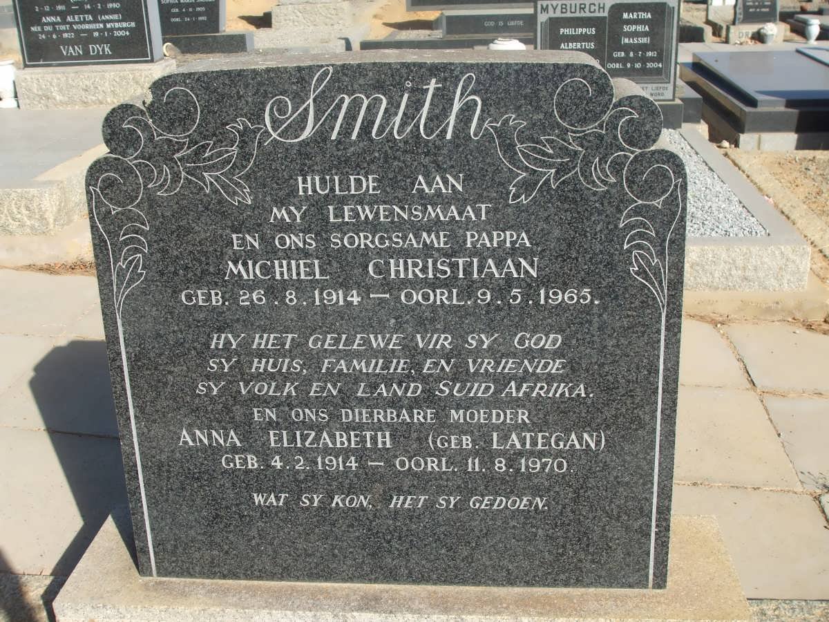 SMITH Michiel Christiaan 1914-1965 &amp; Anna Elizabeth LATEGAN 1914-1970