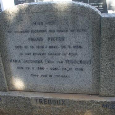 TREDOUX Frans Pieter 1873-1950 &amp; Maria Jacomina VAN TUBBERGH 1886-1956