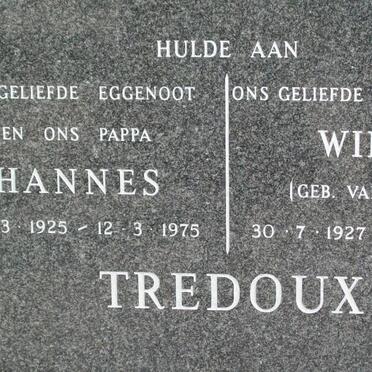 TREDOUX Hannes 1925-1975 &amp; Wilma VAN BILJON 1927-1996