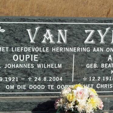 ZYL Johannes Willem, van 1921-2004 &amp; Beatrix Hendrina KOTZE 1914-2001