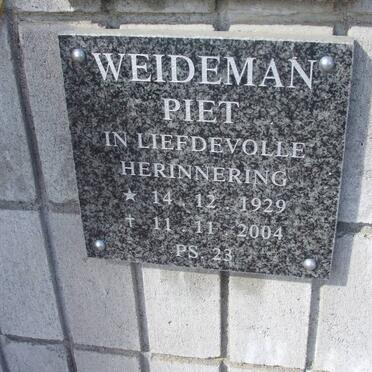WEIDEMAN Piet 1929-2004