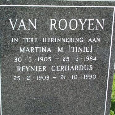 ROOYEN Reynier Gerhardus, van 1903-1990 &amp; Martina M. 1905-1984