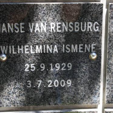 RENSBURG Wilhelmina Ismene, Janse van 1929-2009
