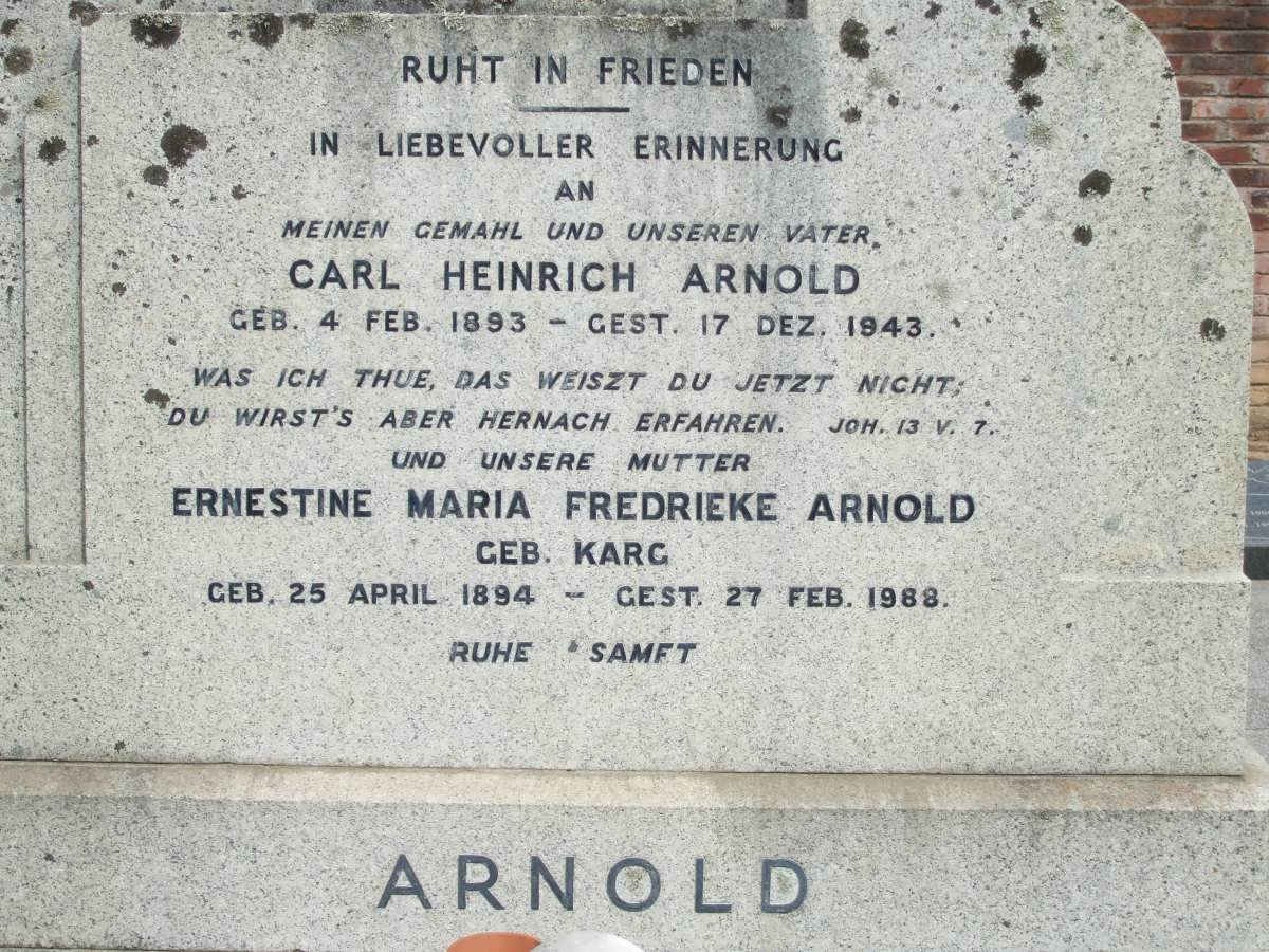 ARNOLD Carl Heinrich 1893-1943 &amp; Ernestine Maria Fredrieke KARG 1894-1988