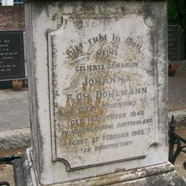 BOHLMANN Johanna F.C. nee ROSENOW 1840-1903
