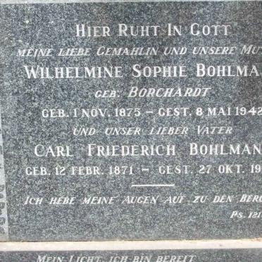 BOHLMANN Carl Friederich 1871-1953 &amp; Wilhelmine Sophie BORCHARDT 1875-1942