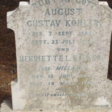 KOHLER August Gustav 1844-1914 &amp; Henriette L. MIELACH 1848-19?4