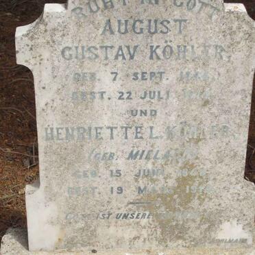 KOHLER August Gustav 1844-1914 &amp; Henriette L. MIELACH 1848-19?4
