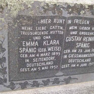 SPANIG Gustav Reinhold 1894-1979 &amp; Emma Klara WEISE 1893-1957