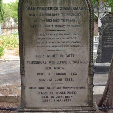 ZIMMERMANN Johan Friederich 1844-1883 :: GRAUPNER Friedericke Wilhelmine nee WERTH 1853-1933 :: GRAUPNER Carl O. 1854-1937