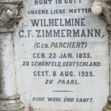 ZIMMERMANN Wilhelmine nee PARCHERT 1855-1925