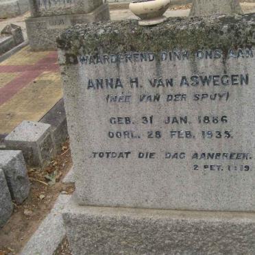 ASWEGEN Anna H., van nee VAN DER SPUY 1886-1935
