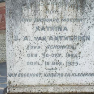 ANTWERPEN Katrina J.A., van nee SCHONKEN 1884-1935