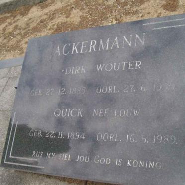 ACKERMANN Dirk Wouter 1885-1950 &amp; Quick LOUW 1894-1989