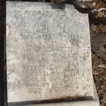 BUHLMANN Jakob Georg 1876-1928 &amp; Minnie Caroline BLACKMORE 1876-1940 :: BUHLMANN Baby :: DE KLERK Minnie -1991