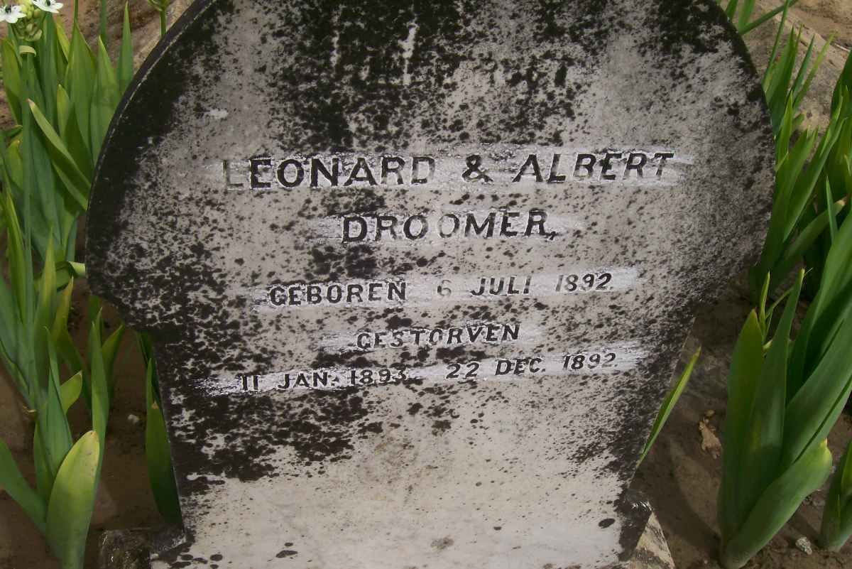 DROOMER Leonard 1892-1893 &amp; DROOMER Albert 1892-1892