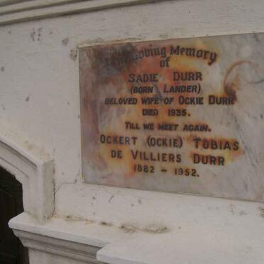 DURR Ockert Tobias de Villiers 1882-1952 &amp; Sadie LANDER -1935