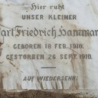 HAMMANN Carl Friederich 1910-1910