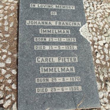 IMMELMAN Carel Pieter 1870-1936 &amp; Johanna Francina 1875-1935