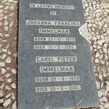 IMMELMAN Carel Pieter 1870-1936 &amp; Johanna Francina 1875-1935