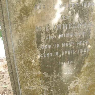 IMMELMAN  M.G. nee MINNAAR 1833-1923 