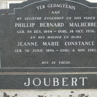 JOUBERT Phillip Bernard Malherbe 1894-1956 &amp; Jeanne Marie Constance 1896-1983