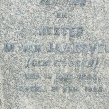 JAARSVELD J. C., van 1846-1909 &amp; Hester M. GOOSEN 1848-1925 