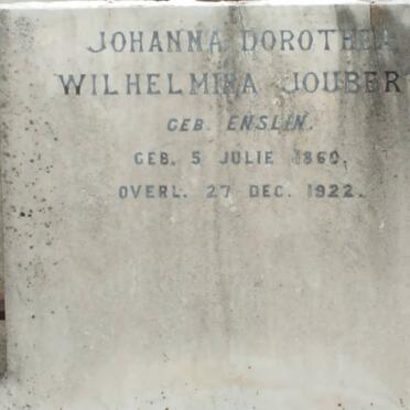 JOUBERT Gert -1883 :: JOUBERT Johanna -1887 :: JOUBERT Willie -1904 :: JOUBERT Johanna Dorothea Wilhelmina nee ENSLEN 1860-1922