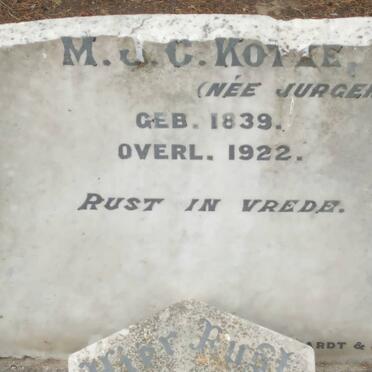 KOTZE M.J.C. nee JURGENS 1839-1922