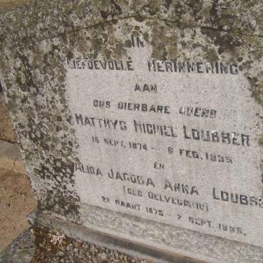 LOUBSER Matthys Michiel 1874-1935 &amp; Alida Jacoba Anna DELVECCHIO 1875-1935