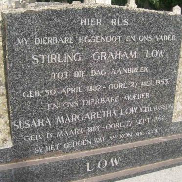 LOW Stirling Graham 1882-1953 &amp; Susara Margaretha BASSON 1883-1962