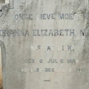 MALAN Johanna Elizabeth VAN DIJK 1840-1916