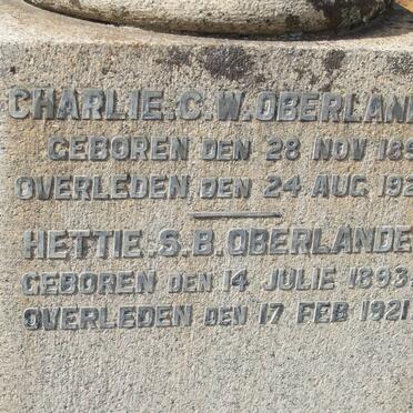 OBERLANDER Charlie C.W. 1891-1920 &amp; Hettie S.B. 1893-1921
