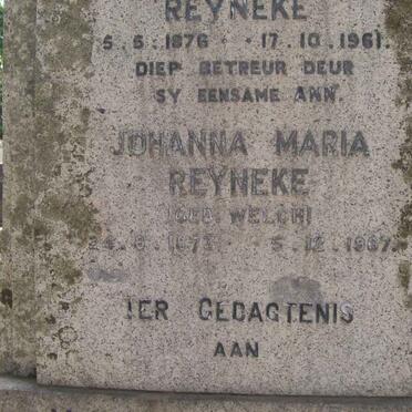 REYNEKE Johanna Maria nee WELCH 1873-1967