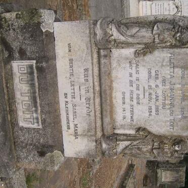 TOIT Daniel Matthys 1868-1934 &amp; Aletta Johanna LOTTER 1869-1934