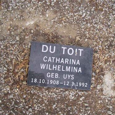 TOIT Catharina Wilhelmina, du nee UYS 1908-1992
