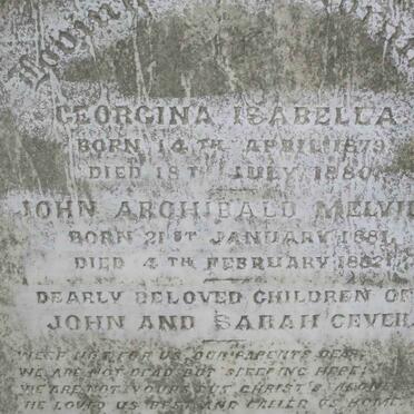 CEVER Georgina Isabella 1879-1880 :: CEVER John Archibald Melville 1881-1882
